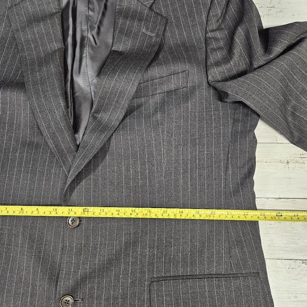 Vintage Brooks Brothers Sport Blazer Gray Pinstripe Wool 44L Waist 39 Classic